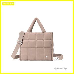 Quilted Puffer Tote Crossbody Bag Nylon Weekender Overnight Shoulder Handbag